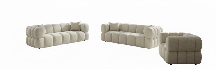Ensemble canapés 3+3+1 design en tissu coloris marron collection NOVA