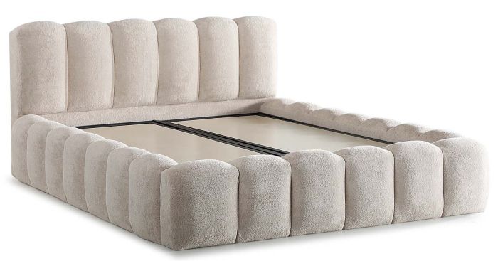 Lit coffre 180x200 cm design en bois mdf coloris crème collection COSMOS