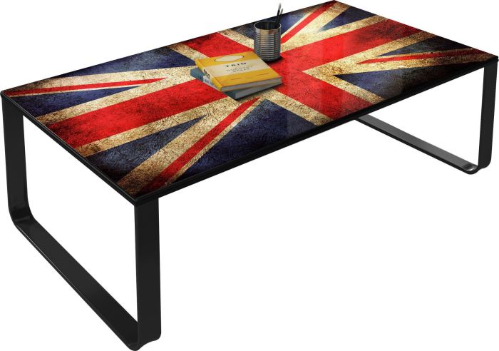 Table basse Vintage- Verre Trempé Sécurit - Gris - L. 105 x H. 32 cm - collection beekhuis