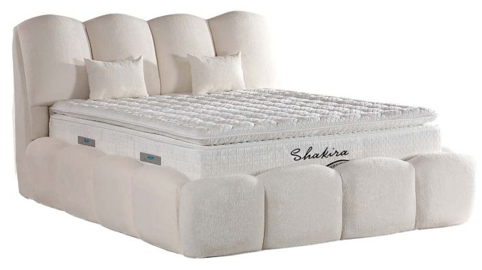 Lit coffre 180X200 cm design en bois mdf coloris crème collection SHAKIRA