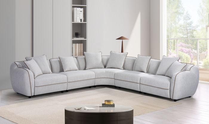 Canapé d'angle réversible design en tissu gris collection PRINCE