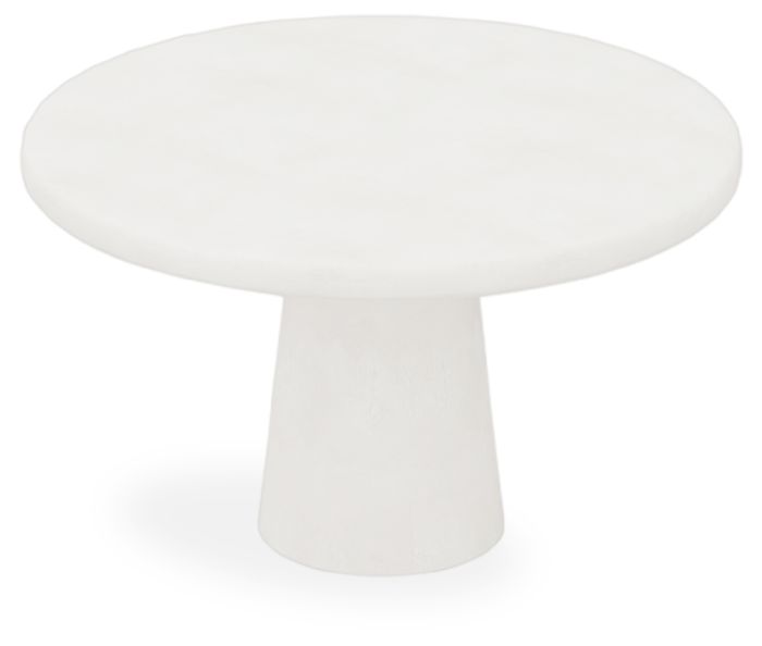 Table de salle à manger design plateau rond en Bois mdf avec peinture laqué effet beton coloris blanc D.130 x H.77 cm collection MILA