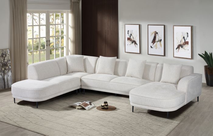 Canapé d'angle droit design en tissu beige collection OSAKA