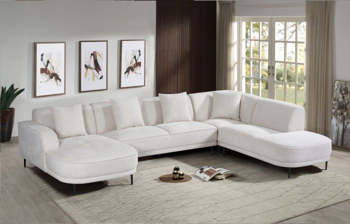 Canapé d'angle gauche design en tissu beige collection OSAKA
