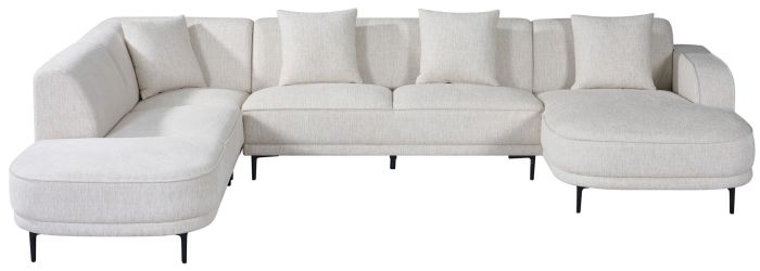 Canapé d'angle droit design en tissu beige collection OSAKA