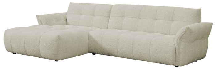 Canapé d'angle gauche design en tissu beige L.300 x P. 168 x H.78 cm collection Isla