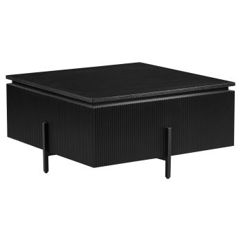 Designer-Couchtisch mit MDF-Furnierplatte und schwarzen Stahlbeinen, 90 x 90 x 43 cm, Kollektion GUSTA