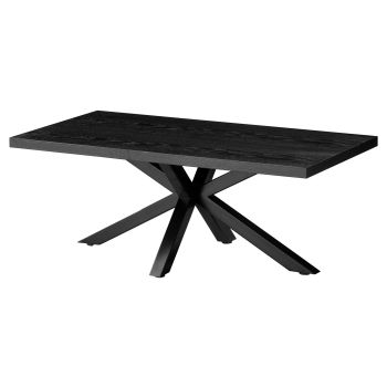 Designer-Couchtisch mit furnierter MDF-Platte und schwarzen Stahlbeinen, L 120 x T 60 x H 45 cm, Kollektion ELIZA