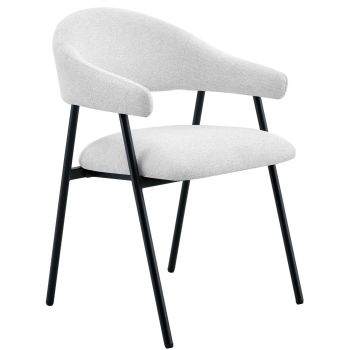 Designer-Esszimmerstuhl mit weißem Stoffbezug und schwarzen Stahlbeinen, B 56 x T 58,5 x H 81 cm, Kollektion ASPEN