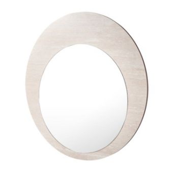 Runder Design-Spiegel aus MDF und Keramik in Beige, Ø 120 cm, Kollektion HARLEM