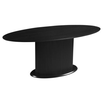 Ovaler Designer-Esstisch mit schwarz furnierter MDF-Platte und -Beinen, L 200 x B 100 x H 76 cm, Kollektion FLORA