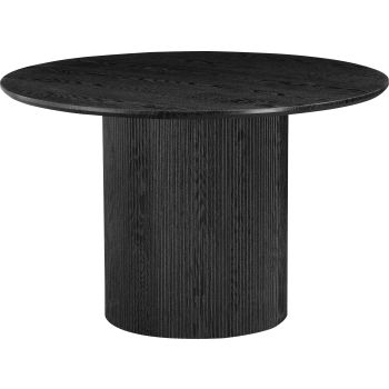 Runder Designer-Esstisch mit Tischplatte und Beinen aus MDF-Furnier in Schwarz, Durchmesser 120 x Höhe 76 cm, Kollektion WILMA