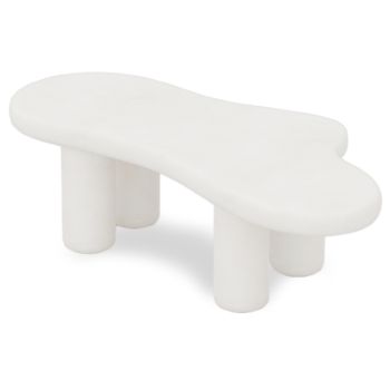 MILA Design-Couchtisch aus MDF mit weißer Lackierung in Betonoptik, L 130 x T 65 x H 42 cm