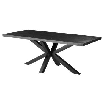 Designer-Esstisch mit furnierter MDF-Platte und schwarzen Stahlbeinen, L 200 x B 100 x H 76 cm, Kollektion ELIZA