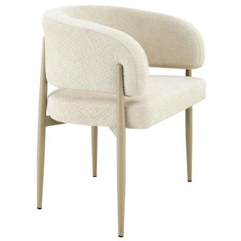 Designer-Esszimmerstuhl mit beigefarbenem Stoffbezug und beigefarbenen Stahlbeinen, B 65 x T 54 x H 78 cm, Kollektion LOTUS