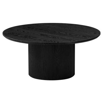 Runder Design-Couchtisch mit furnierter MDF-Platte und furnierten MDF-Beinen in Schwarz, Durchmesser 100 x Höhe 45 cm, Kollektion WILMA