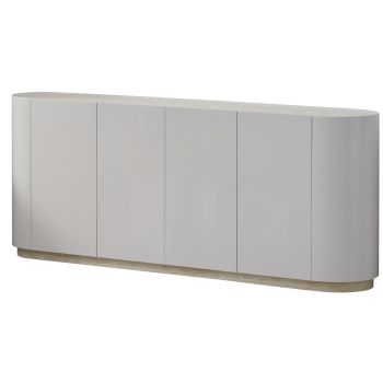 Design-Sideboard aus beigem MDF-Holz mit Keramikplatte, B 200 x T 40 x H 80 cm, Kollektion HARLEM