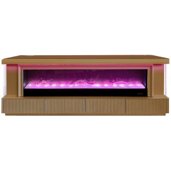 Design-TV-Möbel mit integriertem Kunstkamin aus MDF-Holz, Farbe Bronze, B 200 x T 40 x H 70 cm, Kollektion LOLA