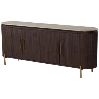 Designer-Sideboard aus walnussfarbenem MDF mit Keramikplatte, B 200 x T 45 x H 80 cm, Kollektion SOHO