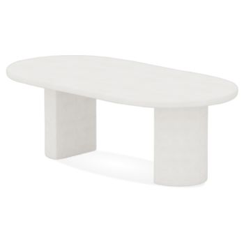Designer-Esstisch mit MDF-Holzplatte und weiß lackierter Oberfläche in Betonoptik, L 230 x B 115 x H 77 cm, Kollektion MILA