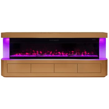 Designer-TV-Möbel mit integriertem Kaminimitat aus MDF-Holz und Bronzespiegel, B 200 x T 40 x H 70 cm, Kollektion RITA