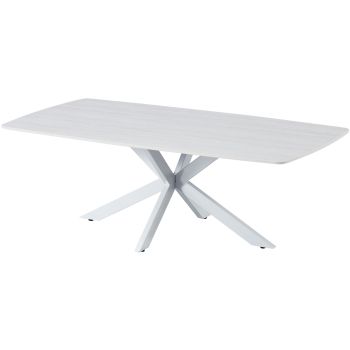 Designer-Couchtisch mit kratzfester, weißer Keramikplatte und weißen Metallbeinen, L 130 x B 70 x H 45 cm, Kollektion ONTARIO