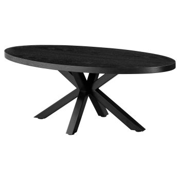Ovaler Design-Couchtisch mit MDF-Furnierplatte und schwarzen Stahlbeinen, L 120 x T 60 x H 45 cm, Kollektion ELIZA