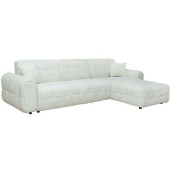 Äußerst bequemes Design-Ecksofa (Ecke rechts) aus weißem Strukturstoff, B 305 x T 170 x H 78 cm, Kollektion LEAO