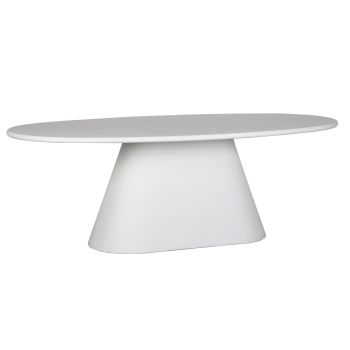 Ovaler Esstisch aus MDF und weißem Mikrozement, L 220 x T 110 x H 76 cm, Kollektion AOSTA